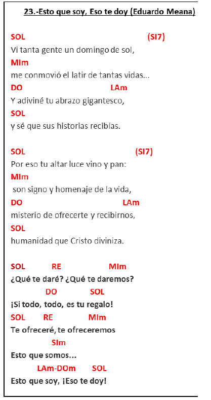 Acordes de ESTO QUE SOY, ESO TE DOY