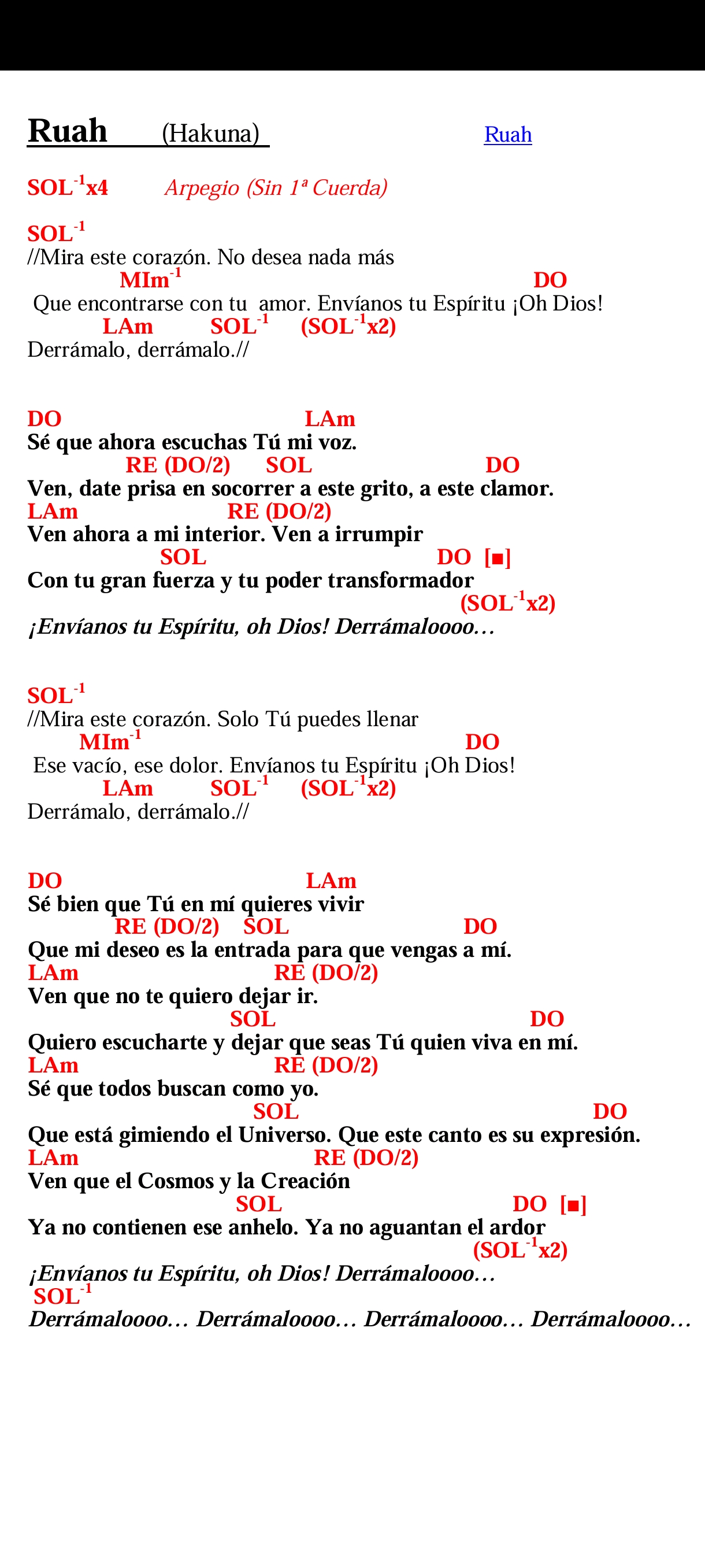 Acordes de RUAH (Hakuna)