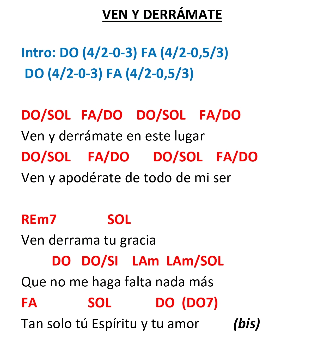 Acordes de VEN Y DERRÁMATE