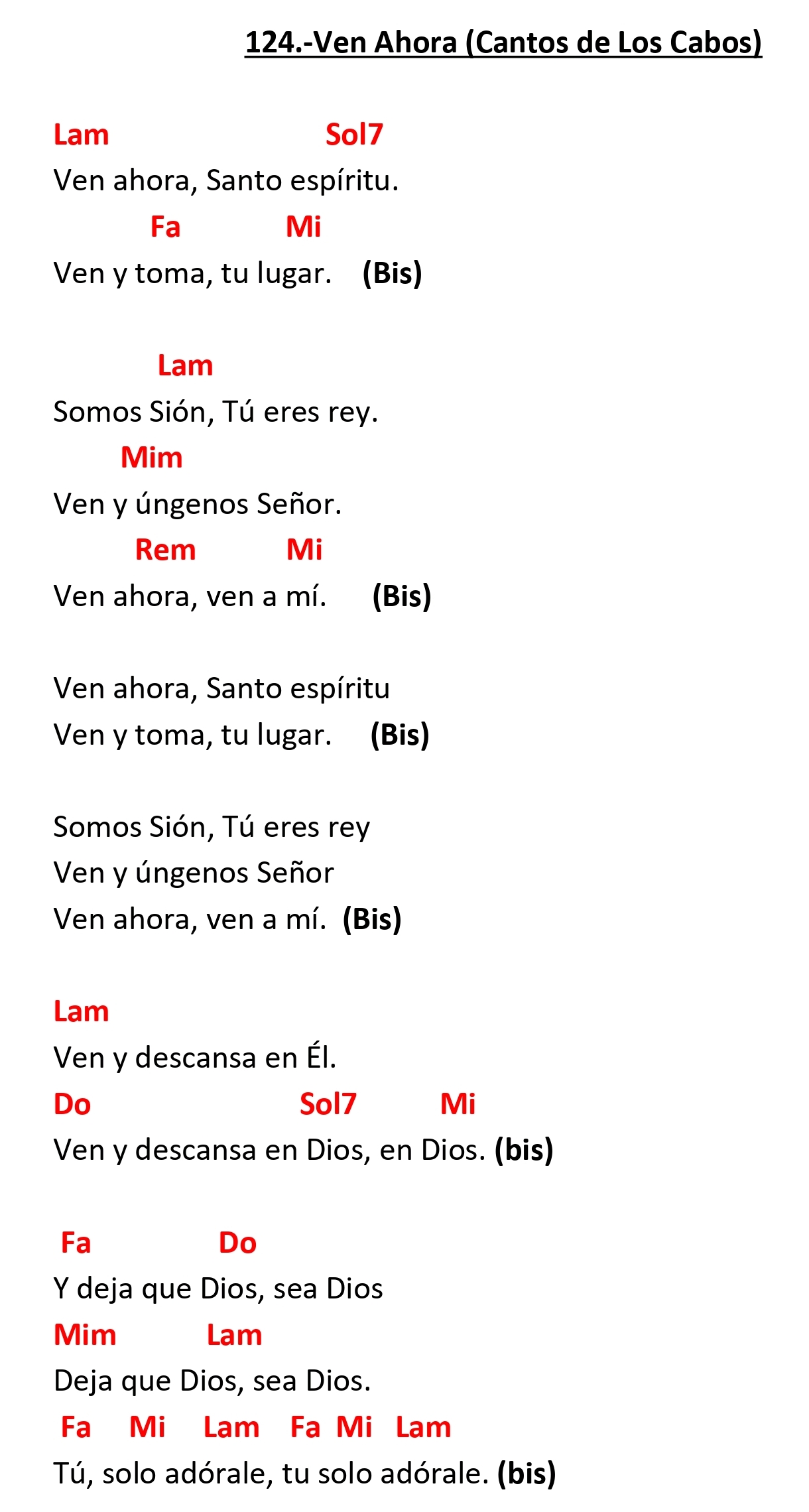 Acordes de VEN AHORA
